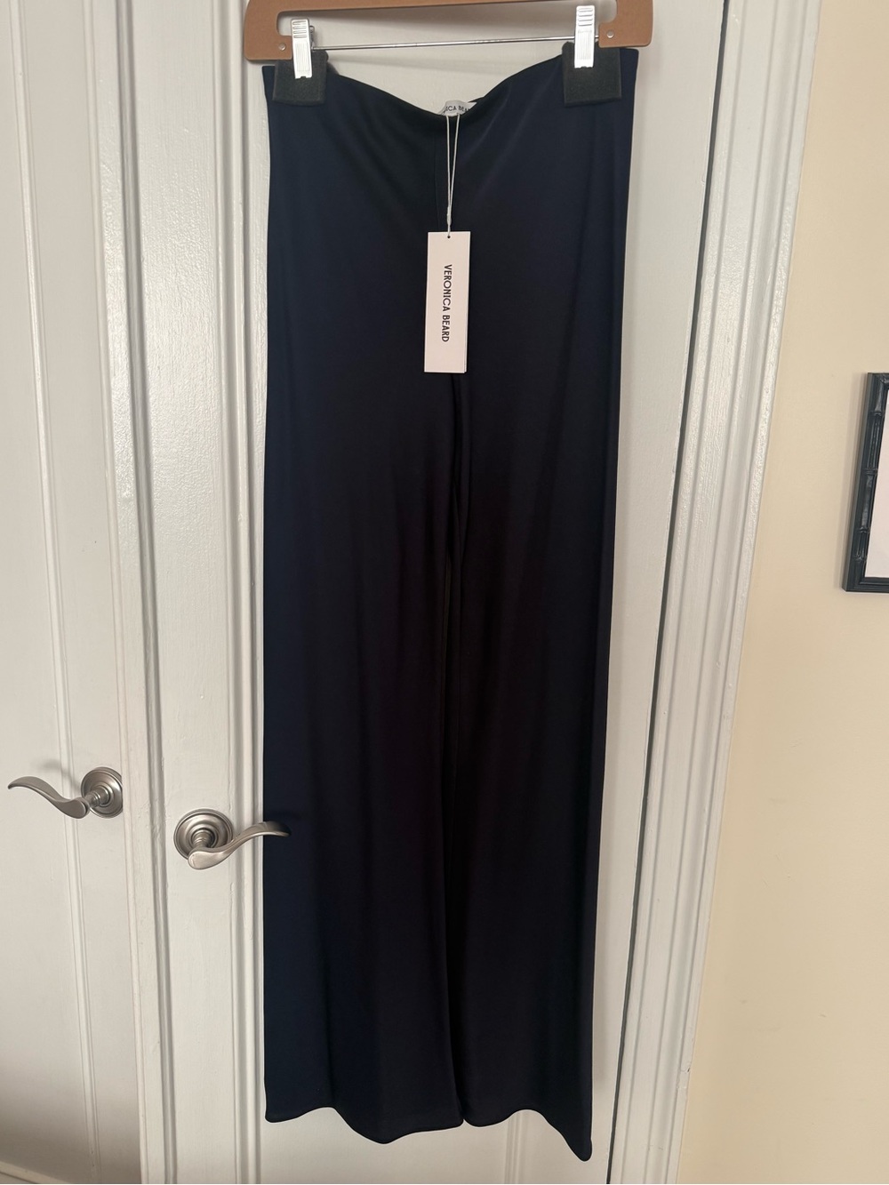 Veronica Beard Braddock Navy Satin Wide Leg Pants NWT Small